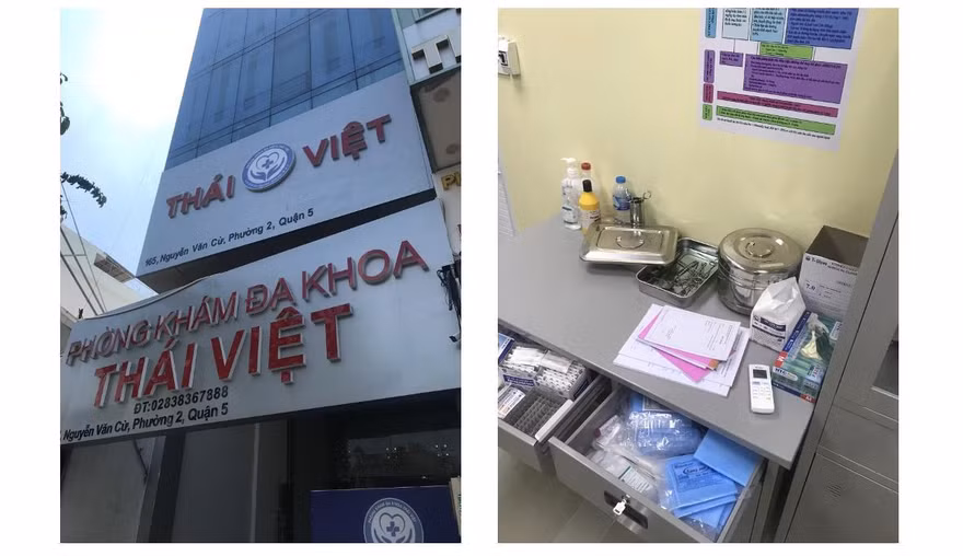 Một phòng khám đa khoa ngang nhiên hoạt động không phép trên địa bàn quận 5 (ảnh: Sở Y tế TP)