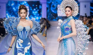 Hoa hậu Ngọc Châu, Khánh Vân trình diễn áo dài được làm từ nguyên liệu tái chế