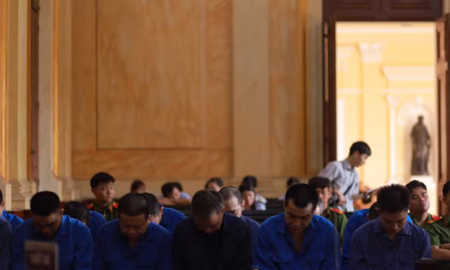 Các bị cáo tại phiên tòa.