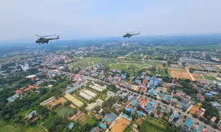 Quy định nghiêm ngặt của đội hình trực thăng kéo cờ Đảng, cờ Tổ quốc trên bầu trời Hà Nội