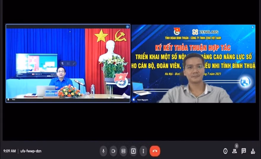Tình Đoàn Bình Thuận và CTy TNHH ZEN8 Việt Nam ký kết chương trình phối hợp về nâng cao năng lực chuyển đổi số cho đoàn viên, thanh niên trong toàn tỉnh bằng hình thức trực tuyến