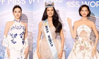 Hoa hậu Tiểu Vy, Bảo Ngọc đọ sắc cùng đương kim Miss World tại buổi họp báo