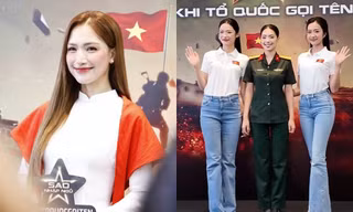 Á hậu Trần Ngọc Châu Anh diện quân phục tại thảm đỏ sự kiện Sao Nhập Ngũ 2025