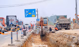 Hối hả thi công nút giao Quốc lộ 2 - Nội Bài - Lào Cai