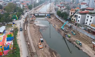 Hình ảnh đại công trường dự án chống ngập khẩn cấp ở Hà Nội 