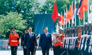 Lễ đón trọng thể Tổng Bí thư, Chủ tịch nước và Phu nhân thăm chính thức Vương quốc Thái Lan