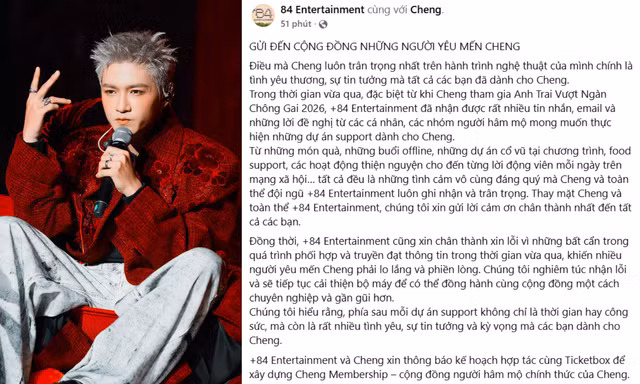 Ê-kíp của Anh Tài Cheng xin lỗi sau làn sóng chỉ trích, nam ca sĩ trấn an fan
