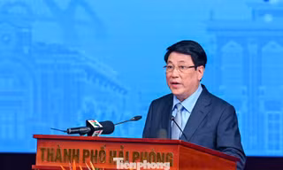 Chủ tịch nước Lương Cường phát biểu tại Hội nghị xúc tiến đầu tư thương mại TP Hải Phòng.