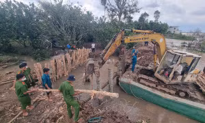 Triều cường lịch sử gây ngập úng, sạt lở nghiêm trọng ở Vĩnh Long