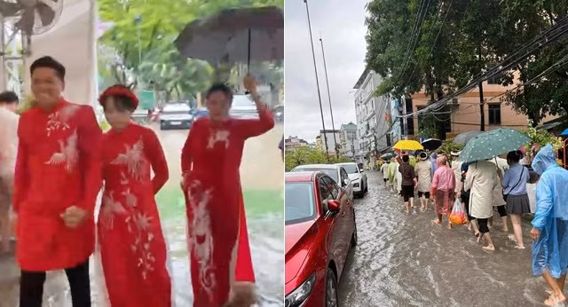 Chú rể Ninh Bình rước dâu giữa ngày Hà Nội ngập nặng, kể trải nghiệm nhớ đời