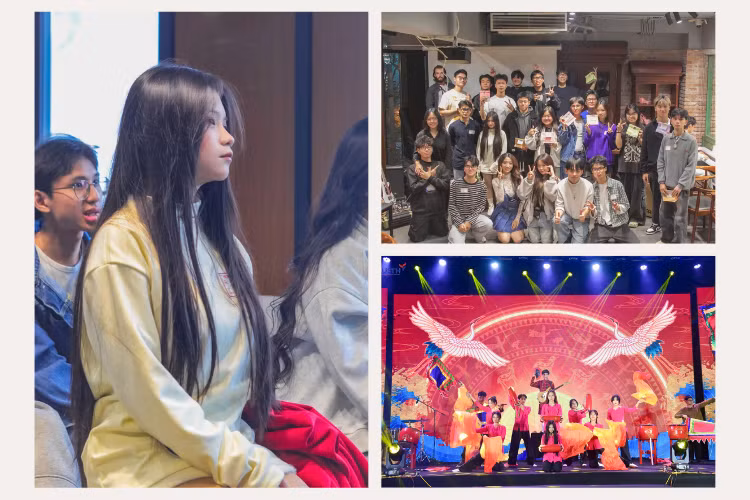 Linh Phương tích cực tham gia nhiều hoạt động Câu lạc bộ và biểu diễn tại Trường cùng thầy cô, bạn bè.
