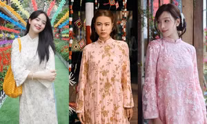Cả showbiz Việt mê mẩn áo dài kim sa, nhìn đâu cũng thấy sao nữ mặc đụng hàng