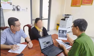Công an xã Nhơn Trạch làm việc với bà H.T.N.M. (ảnh: CACC)
