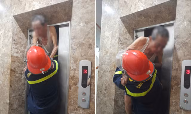 Giải cứu cụ ông mắc kẹt trong thang máy