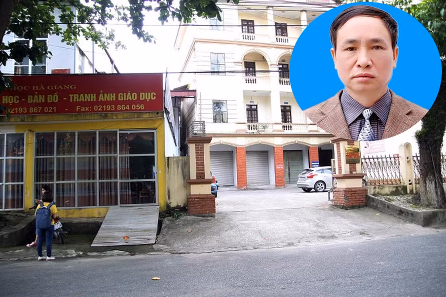 Bị can Phạm Văn Khuông (ảnh nhỏ) và trụ sở Sở GD&ĐT Hà Giang.