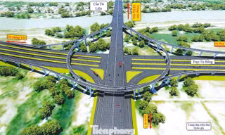 Cận cảnh thiết kế nút giao 'hoa thị' kết nối cầu Tứ Liên với Đại lộ sông Hồng