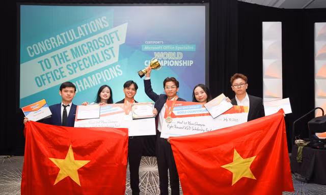Các thành viên đội tuyển MOS Việt Nam đều đạt thành tích xuất sắc tại cuộc thi Vô địch Tin học văn phòng thế giới - MOS World Championship 2025