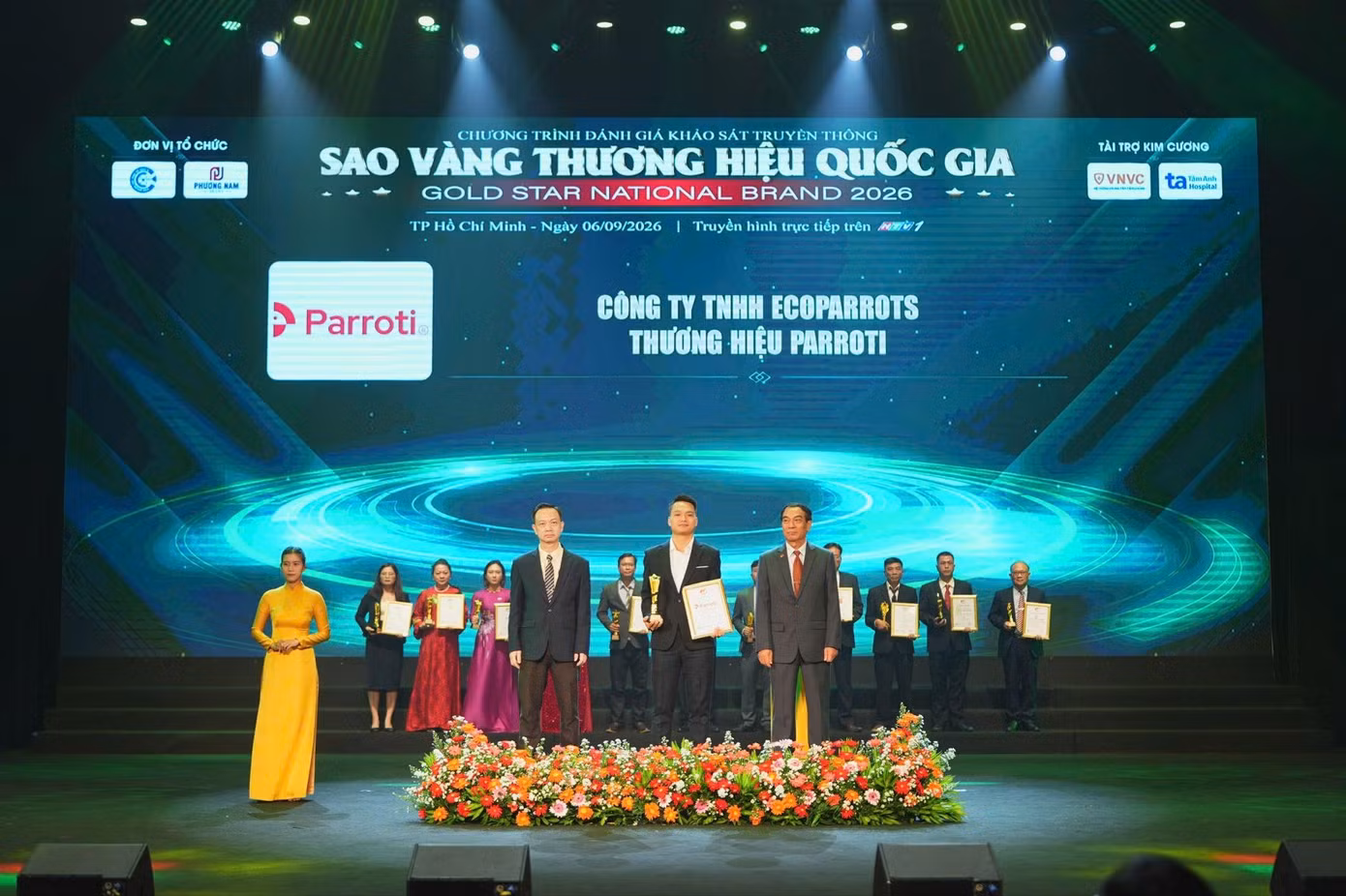 Lễ vinh danh Top 10 Sao Vàng Thương hiệu Quốc gia 2026 được truyền hình trực tiếp trên kênh HTV vào ngày 6/9/2026.
