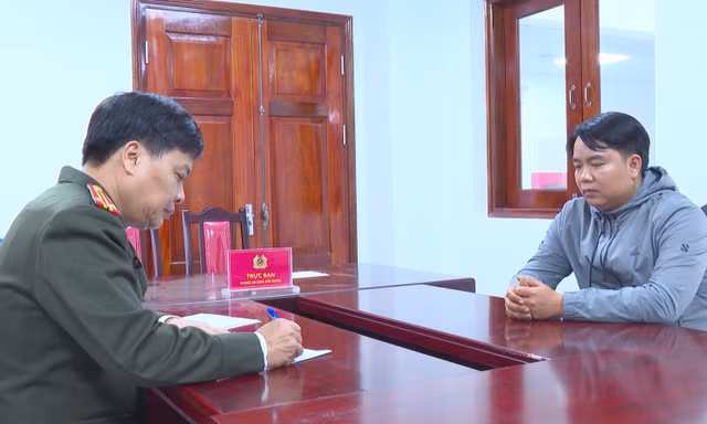 Cơ quan Công an lấy lời khai đối tượng Lưu Văn Tều.