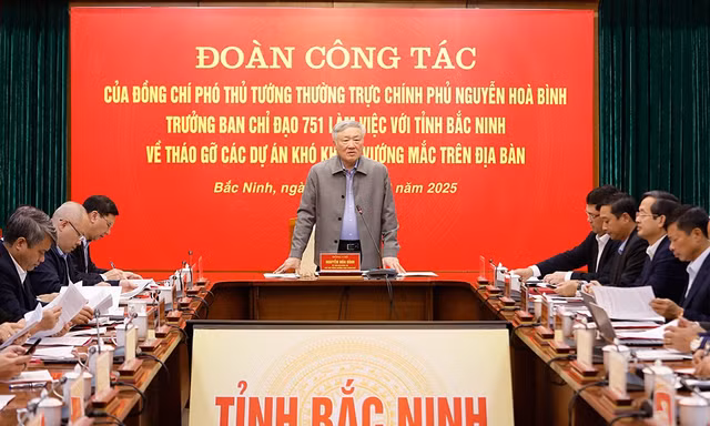 Phó Thủ tướng Thường trực Chính phủ Nguyễn Hoà Bình làm việc về các dự án gặp khó khăn ở Bắc Ninh.