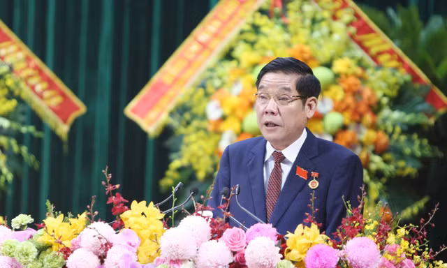 , Bí thư Tỉnh ủy Bắc Ninh Nguyễn Văn Gấu phát biểu tại đại hội. Ảnh: Nguyễn Thắng