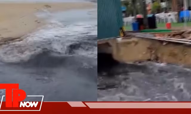 TP NOW: Clip dòng nước đen bất ngờ chảy ra biển Sầm Sơn
