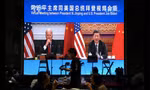 Lãnh đạo Mỹ - Trung trong một cuộc hội đàm trực tuyến. (Ảnh: Reuters)