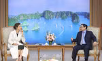 Thủ tướng Phạm Minh Chính tiếp bà Audrey Azoulay, Tổng Giám đốc UNESCO. (Ảnh: TTXVN) 