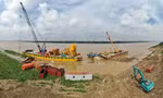 Công trường xây dựng cầu Tứ Liên sau 1 tháng thi công