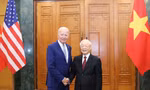 Tổng Bí thư Nguyễn Phú Trọng và Tổng thống Mỹ Joe Biden trong cuộc họp báo chung ngày 10/9. (Ảnh: Như Ý)