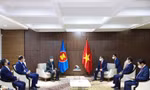 Thủ tướng Phạm Minh Chính tiếp Tổng Thư ký ASEAN Lim Jock Hoi nhân dịp tham dự Hội nghị các nhà lãnh đạo ASEAN tại trụ sở Ban Thư ký ASEAN ở Indonesia tháng 4/2021 