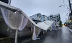 Rạp cưới bị xô đổ, cành cây gãy đè trúng ô tô trong giông lốc ở TPHCM