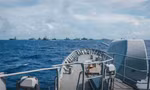 Tàu HMNZS Te Kaha của New Zealand trong một cuộc tập trận gần Philippines Ảnh: NZDF 