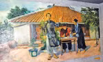 Tranh sơn dầu nhà thơ Nguyễn Đình Chiểu sáng tác Văn tế nghĩa sỹ Cần Giuộc. Ảnh: T.L
