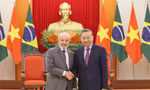 Tổng Bí thư Tô Lâm tiếp Tổng thống Brazil Lula da Silva. (Ảnh: Nhật Minh)