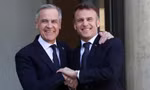 Tổng thống Pháp Emmanuel Macron đón Thủ tướng Canada Mark Carney tại Paris ngày 17/3. (Ảnh: Reuters)