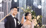 Cầu thủ Hà Đức Chinh và vợ Mai Hà Trang rạng rỡ trong ngày cưới