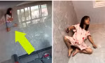 Bé gái 8 tuổi đu trên tường ngồi xem tivi khiến mẹ phát hoảng khi xem lại camera