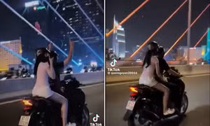 Công an vào cuộc vụ cưỡi SH thả hai tay gây nguy hiểm trên đường phố 