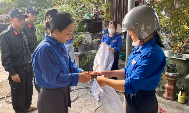 Thanh niên giúp người dân gia cố nhà cửa, bảo vệ tài sản trước bão