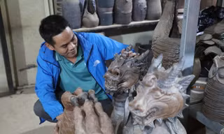 Ngắm hình ảnh rồng thô mộc, độc lạ trên gốm sành Hương Canh