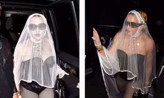 Diện bodysuit da đen và mạng che mặt, dân mạng cầu xin Madonna sống đúng tuổi