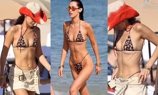 Bella Hadid thả dáng sexy với bikini bé xíu sau màn hóa phù dâu dịu dàng