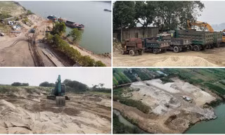 Hà Nội: Vài trăm mét bờ sông, 3 bãi cát không phép 'tung hoành' 