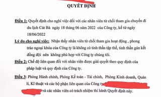 Xôn xao công ty ở Hà Nội cho nhân viên nghỉ việc nếu không tham gia du lịch