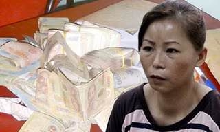 Đoàn Thị Cúc và tang vật. Ảnh: CTV 