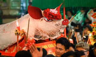 Xuyên đêm xem rước các 'ông lợn' ở La Phù (Hà Nội)