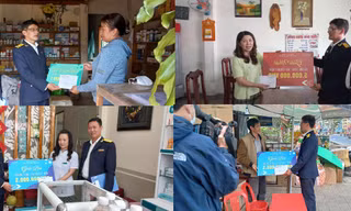 Cục Thuế Lâm Đồng đến tận nhà trao thưởng Hoá đơn may mắn cho người dân. 