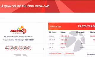 Bộ số của vé số trúng độc đắc Vietlott hơn 73 tỷ đồng (ảnh Vietlott)