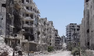 Các tòa nhà bị phá hủy ở thành phố Homs